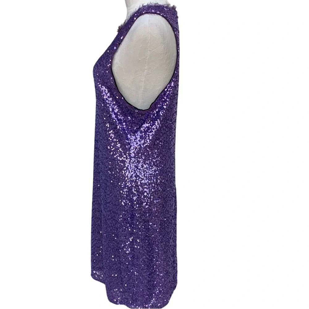 ALI RA. Amethyst/Purple Sleeveless Sequence Dress. Zipper closure.‎ Midi.
